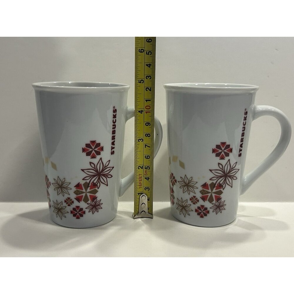Starbucks Cups Set of 2 Holiday Winter Star Snowflake Poinsettia Christmas 12 oz - Picture 11 of 13